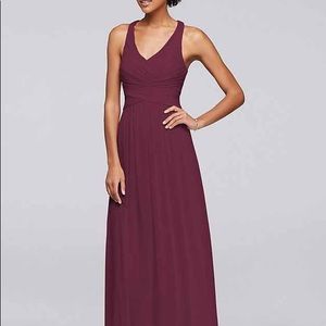 DAVID'S BRIDAL Mesh Long Dress w/ Crisscross Back